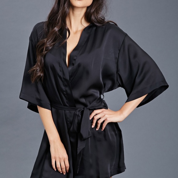 black silk robe short